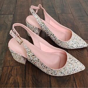 ASOS Sparkling Slingback Heels - Pink and Gold